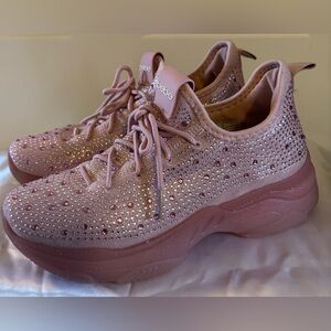 bebe Blush Pink Rhinestone Platform Sneakers
